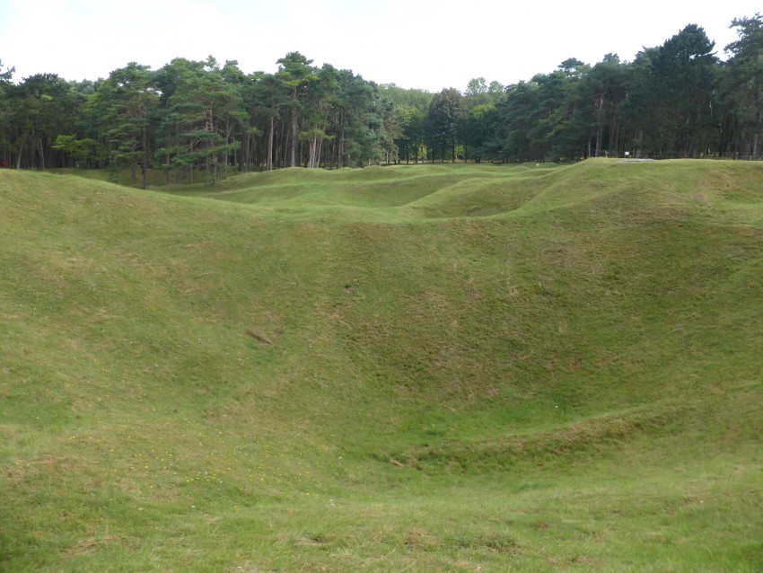 Massive craters in the land.