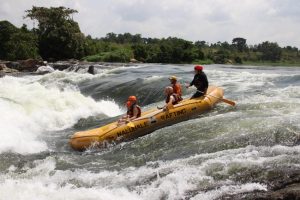Whitewater rafting the Nile River through Nalubale